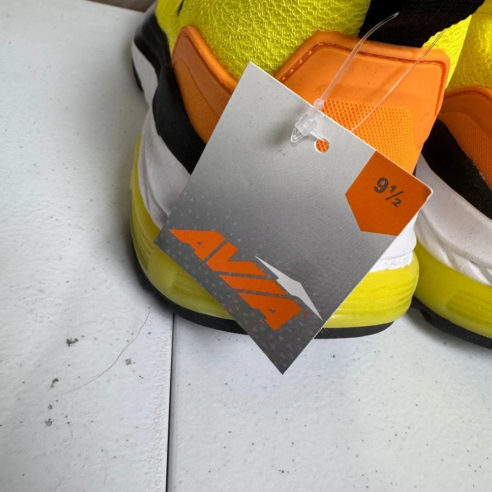 Avia Running Shoes Mens 9.5 Neon Yellow Orange Lightweight Mesh Sporty NEW
